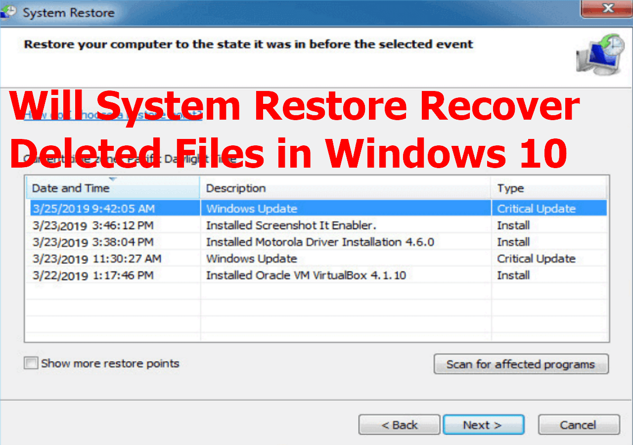 Will System Restore Recover Deleted Files in Windows 10 [SOLVED] - EaseUS
